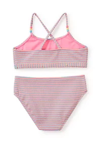 Girls 7-16 Multi Stripe 2-Piece Swimsuit