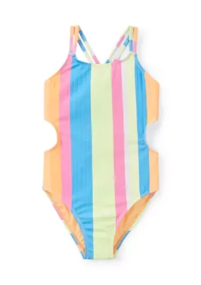 Girls 7-16 Surfer Stripe One-Piece Side Cutout Swimsuit