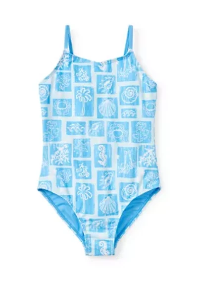 Girls 7-16 One-Piece Beach Stamps Swimsuit
