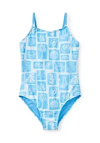 Girls 7-16 One-Piece Beach Stamps Swimsuit