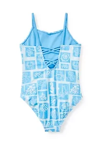 Girls 7-16 One-Piece Beach Stamps Swimsuit
