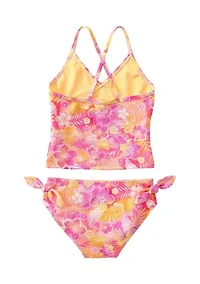 Girls 4-6x Floral Printed Wrap Front Swim Set