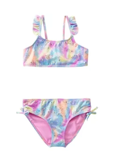 Girls 7-16 Two Piece Flutter Sleeve Swimsuit