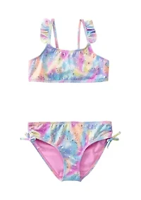 Girls 7-16 Two Piece Flutter Sleeve Swimsuit