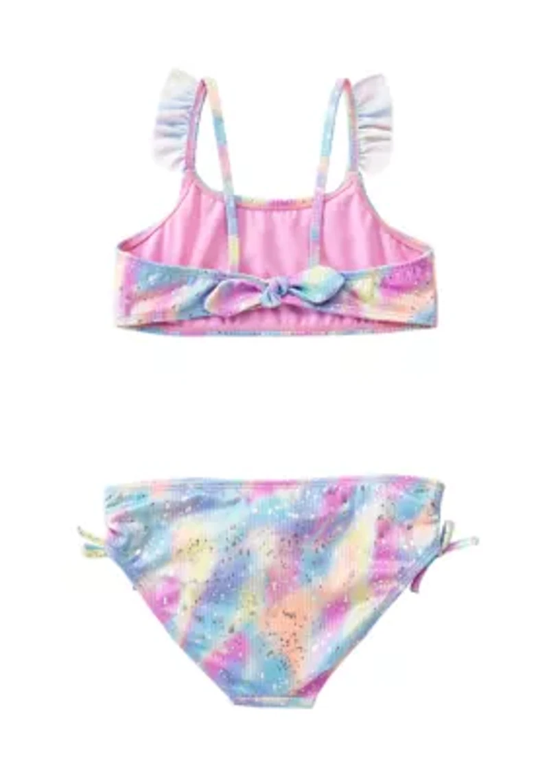 Girls 7-16 Two Piece Flutter Sleeve Swimsuit