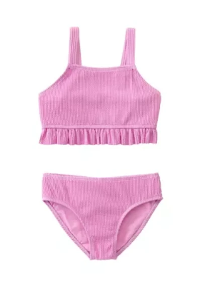 Girls 7-16 2 Piece Ruffle Hem Swimsuit