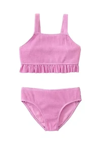 Girls 7-16 2 Piece Ruffle Hem Swimsuit