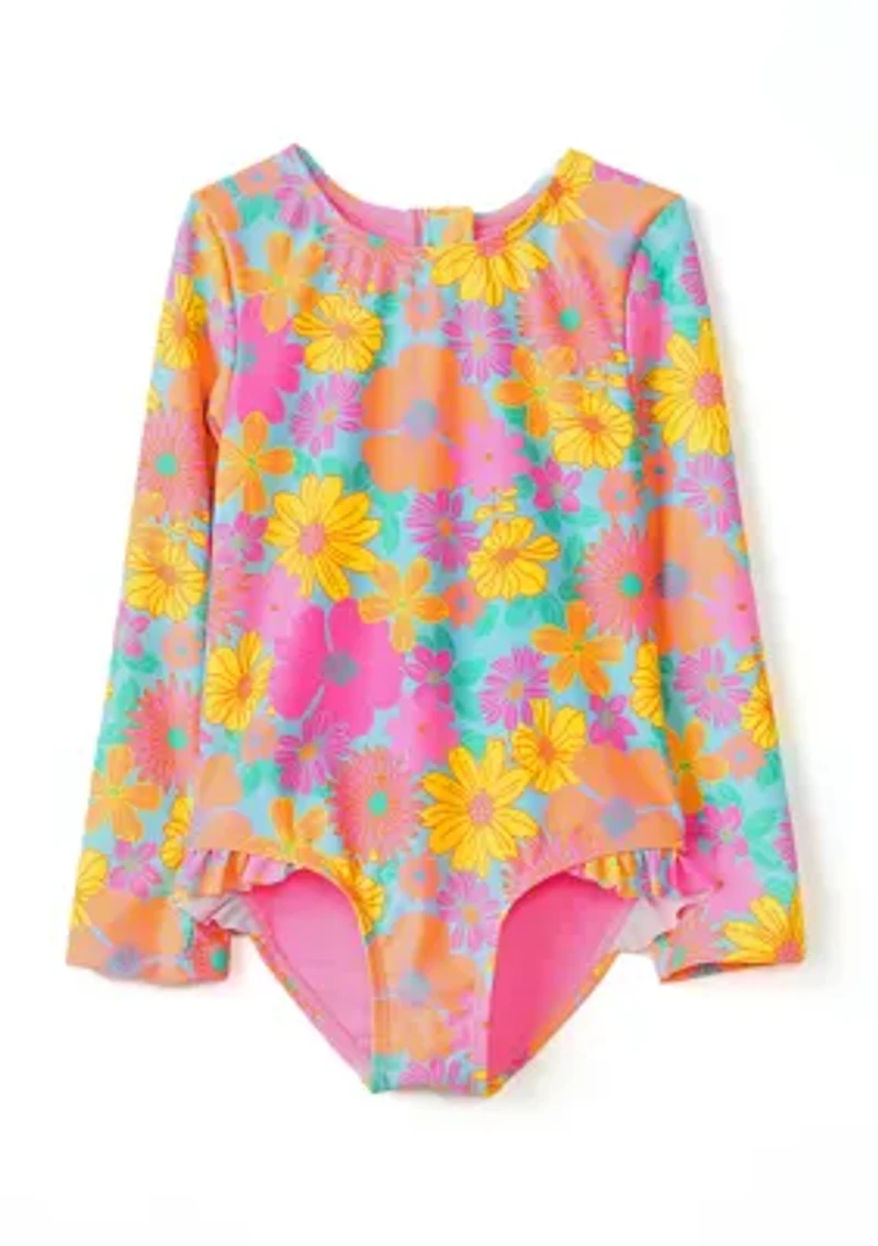 Girls 4-6x One Piece Darling Daisy Rashguard