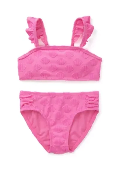 Girls 4-6x 2 Piece Shell Texture Swimsuit