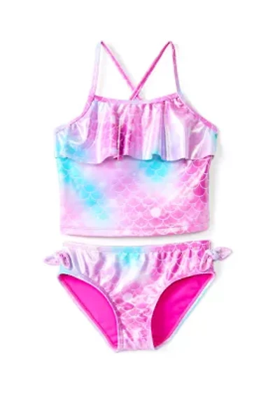 Girls 4-6x Mermaid Ruffle Swim Top and Bottoms Set