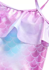 Girls 4-6x Mermaid Ruffle Swim Top and Bottoms Set