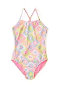 Girls 7-16 Crochet Craze Printed One Piece Swimsuit