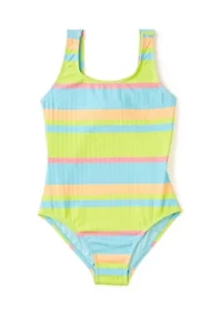 Girls 7-16 Striped Swimsuit