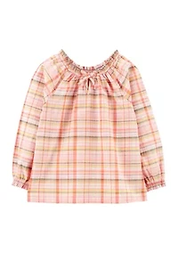 Girls 7-16 Ruffle Plaid Top