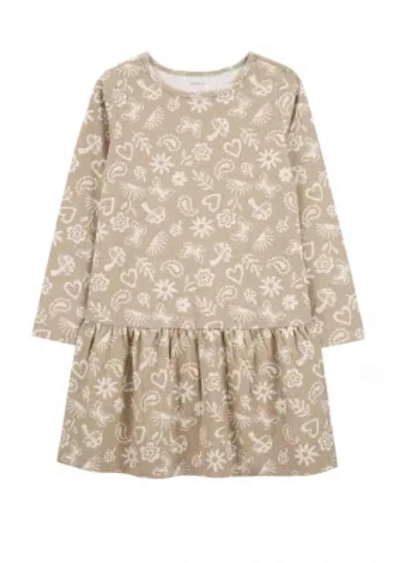 Girls 4-6x Long Sleeve Printed Dress