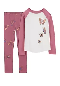 Girls 4-6x Butterfly Printed Leggings Set