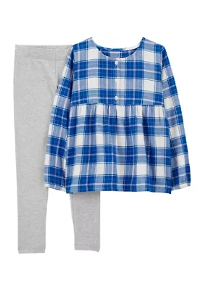 Girls 7-16 Plaid Top and Leggings Set