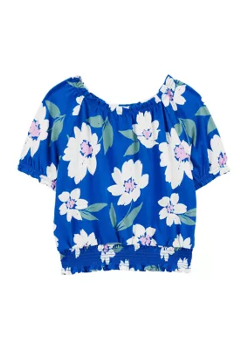 Girls 4-6x Floral Printed Bubble Top