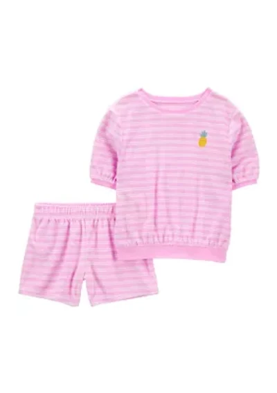 Girls 4-6x Short Sleeve Striped Terry Set