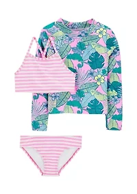 Girls 4-6x Tropical Iguana Rashguard Swim Set