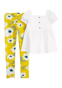 Girls 4-8 Peplum Floral Legging Set
