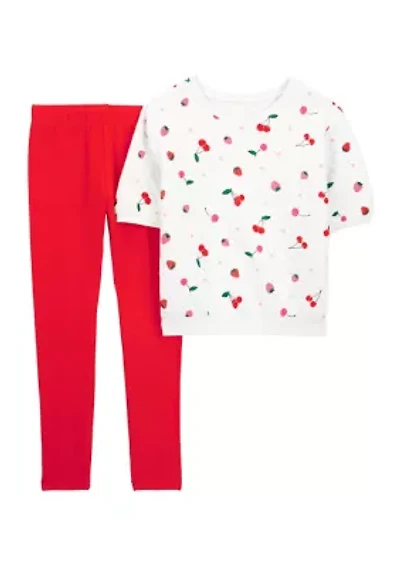 Girls 4-6x Cherry Printed Top and Leggings Set