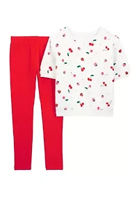 Girls 4-6x Cherry Printed Top and Leggings Set