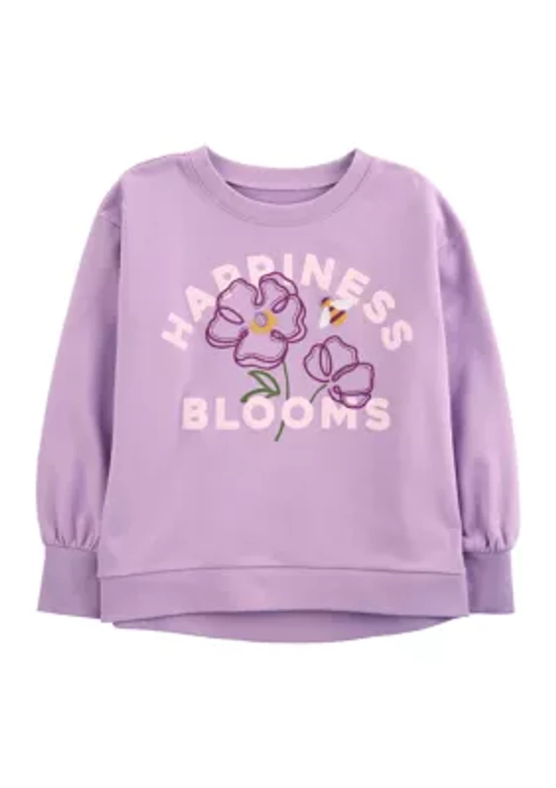 Girls 4-6x Happiness Blooms Embroidered Sweatshirt