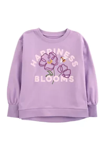 Girls 4-6x Happiness Blooms Embroidered Sweatshirt