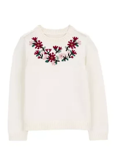 Girls 4-6x Embroidered Sweater