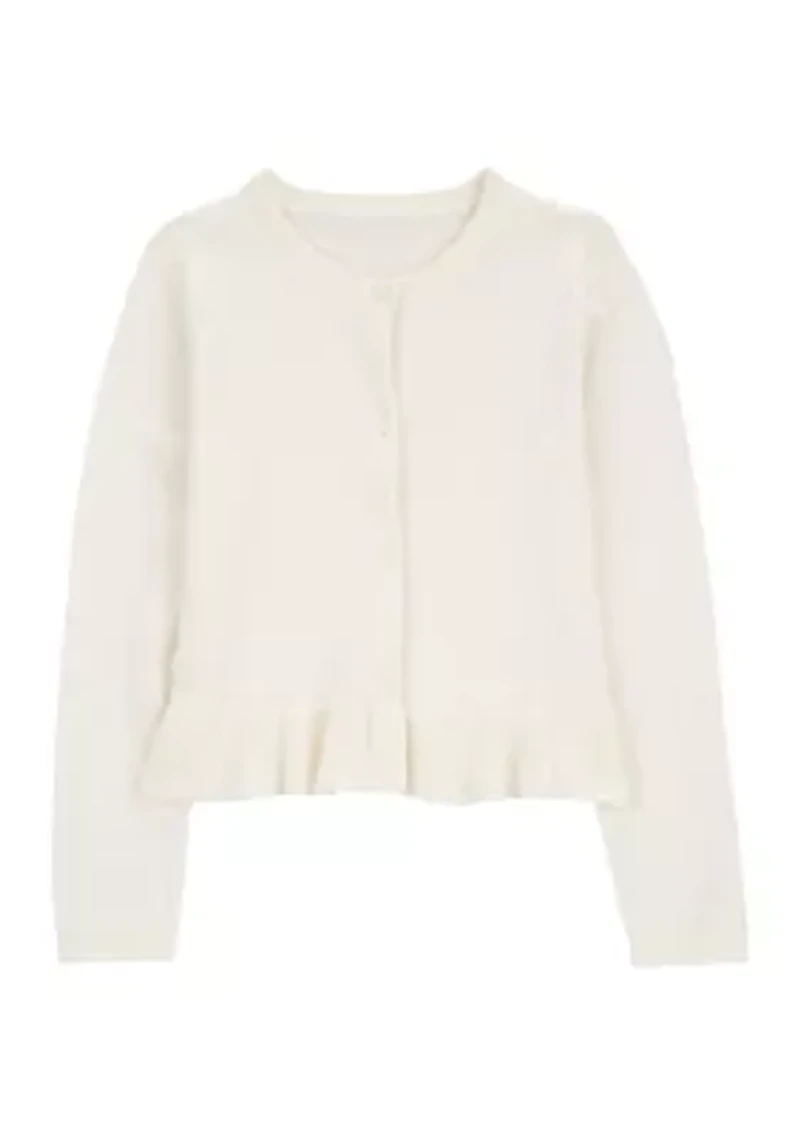 Girls 4-6x Peplum Hem Cardigan