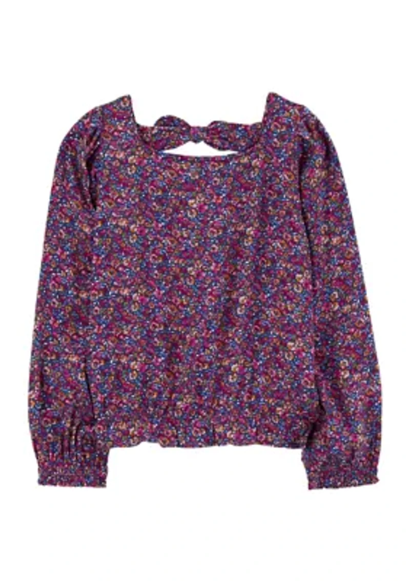 Girls 4-6x Long Sleeve Floral Printed Top