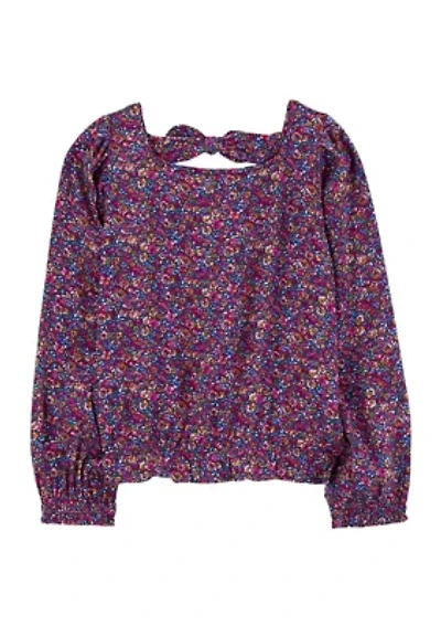 Girls 4-6x Long Sleeve Floral Printed Top