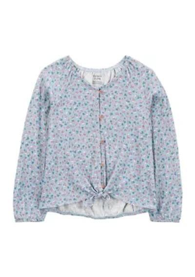 Girls 4-6x Printed Gauze Knit Top