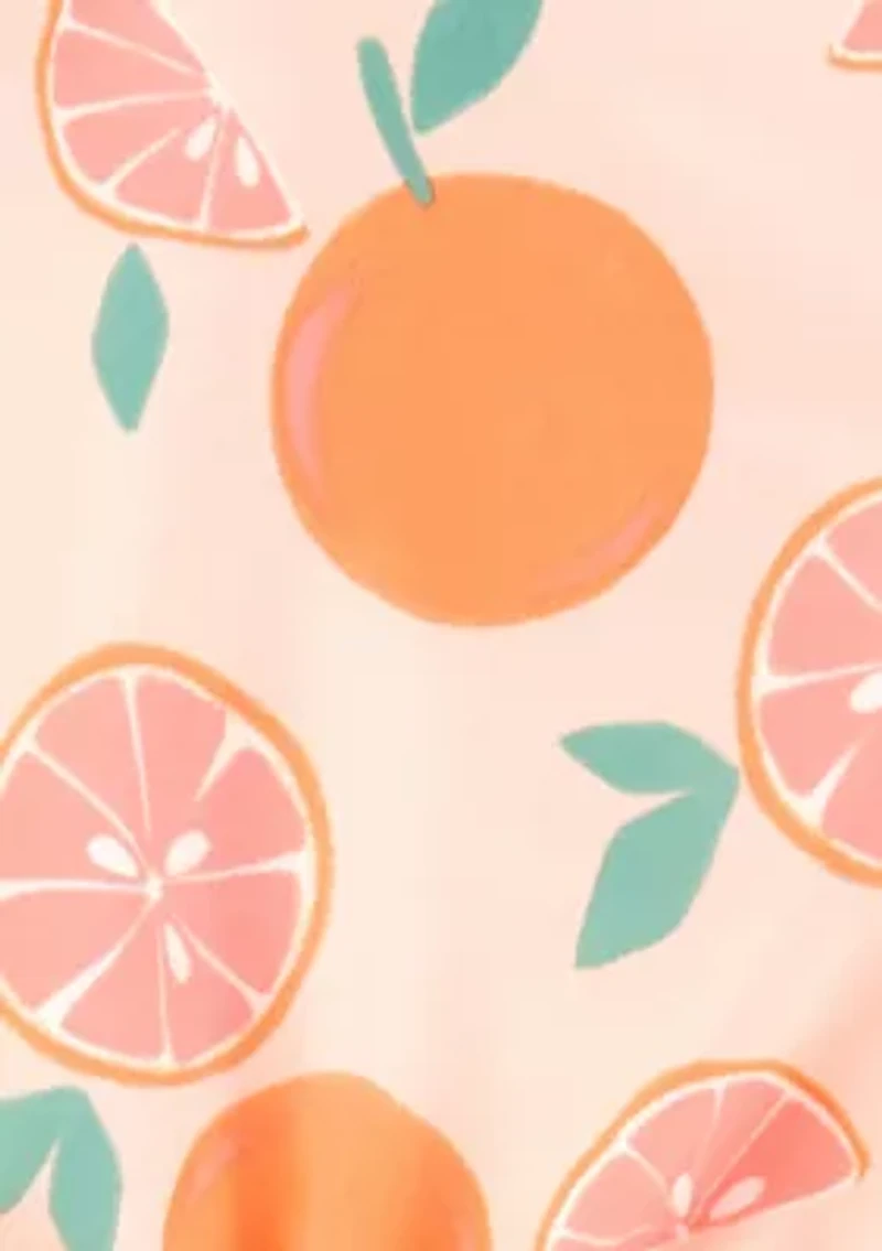 Girls 7-16 Orange Printed Rashguard Swim Set