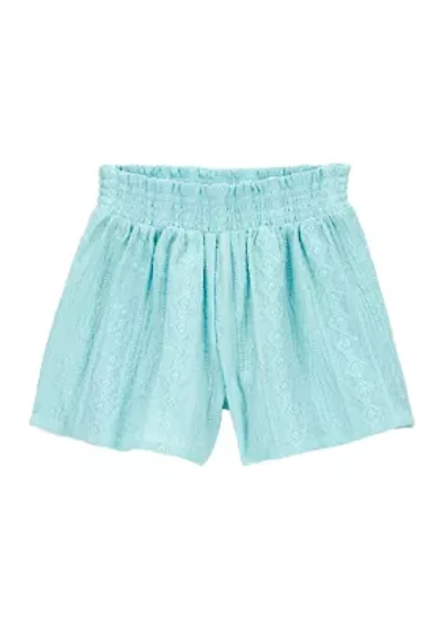 Girls 4-14 Smocked Textured Shorts