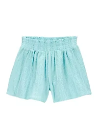 Girls 4-14 Smocked Textured Shorts