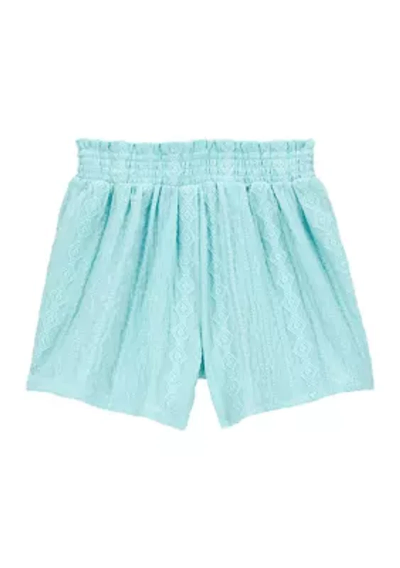 Girls 4-14 Smocked Textured Shorts