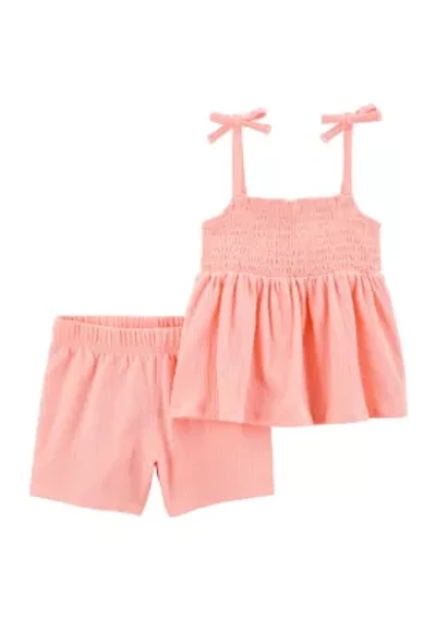 Girls 4-8 Smocked Tie Tank Top and Shorts Set