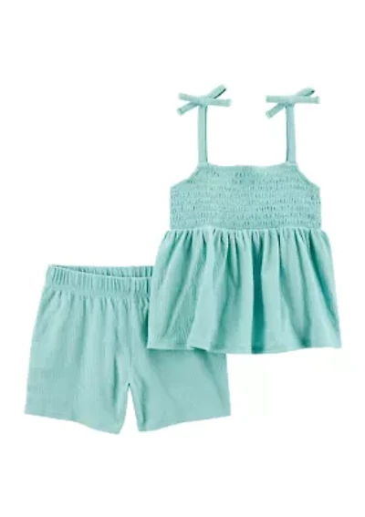 Girls 4-8 Smocked Tank Top and Shorts Set