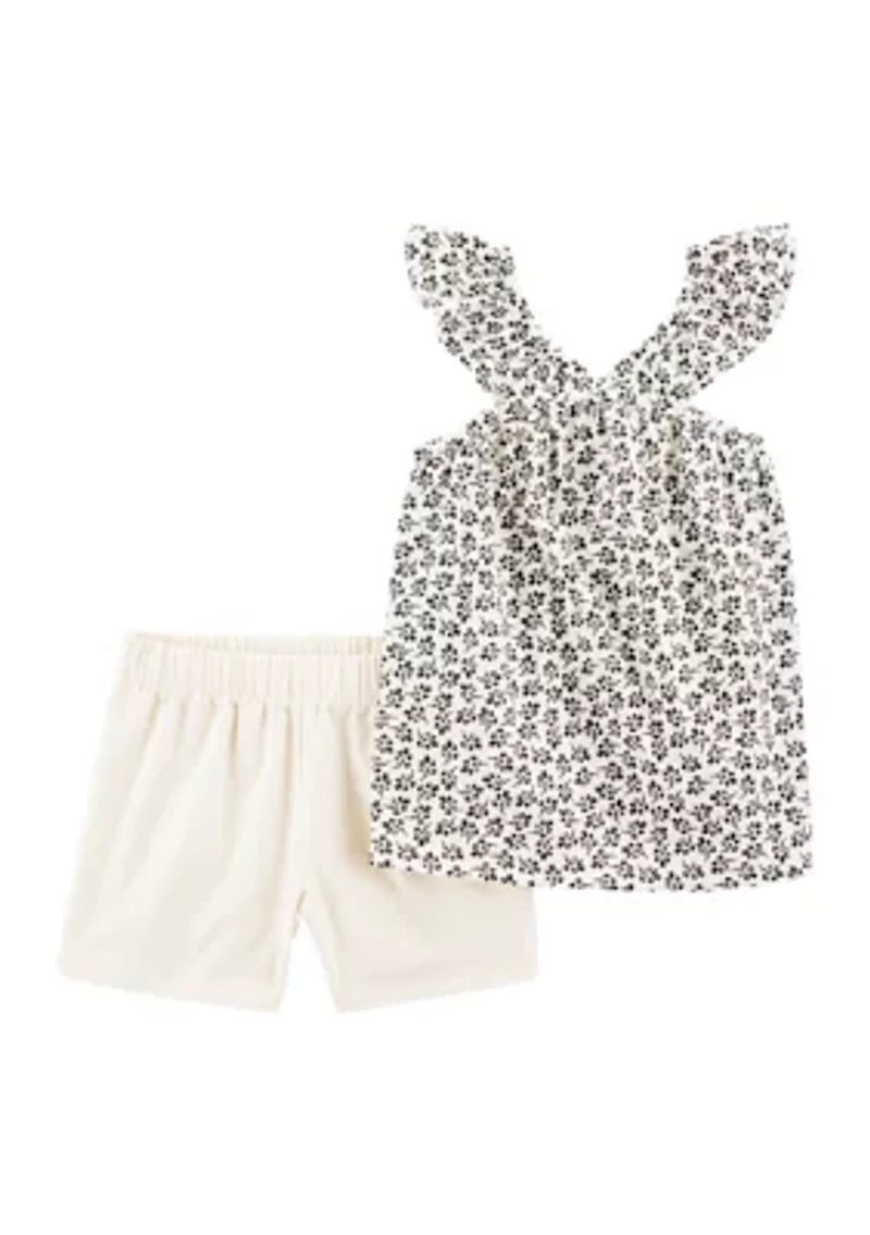 Girls 4-8 Floral Printed Tank Top and Shorts Set
