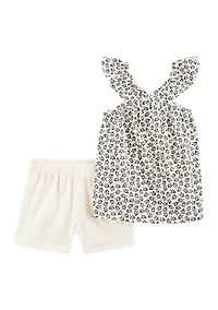 Girls 4-8 Floral Printed Tank Top and Shorts Set