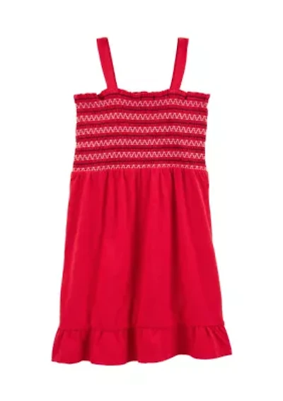 Girls 7-16 Sleeveless Smocked Yoke Dress