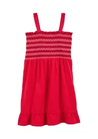 Girls 7-16 Sleeveless Smocked Yoke Dress