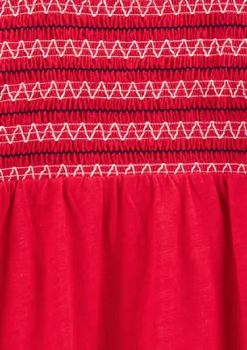 Girls 7-16 Sleeveless Smocked Yoke Dress