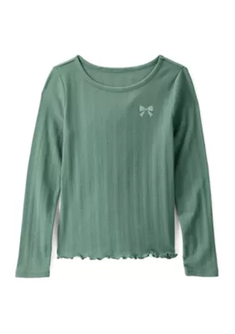 Girls 4-6x Lettuce Trim Knit Top