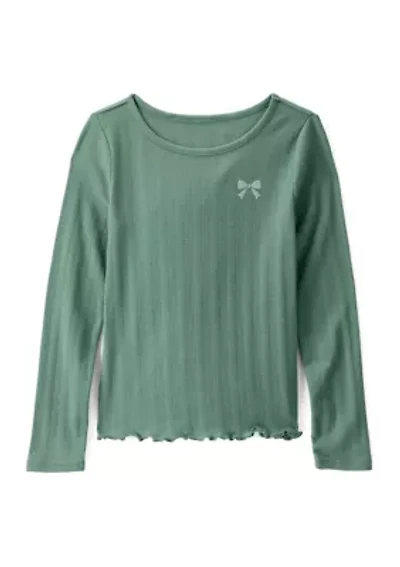 Girls 4-6x Lettuce Trim Knit Top