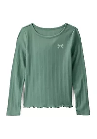 Girls 4-6x Lettuce Trim Knit Top