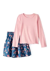 Girls 4-6x Woven Top and Skirt Set