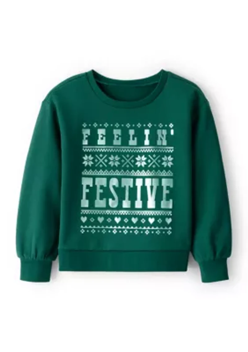 Girls 4-6x Festive Holiday Graphic Sweater